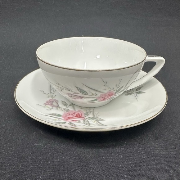 Vintage "Golden Rose" Cup & Saucer, Gold Rimmed By Fine China Of Japan, Set of 2 - Picture 2 of 7